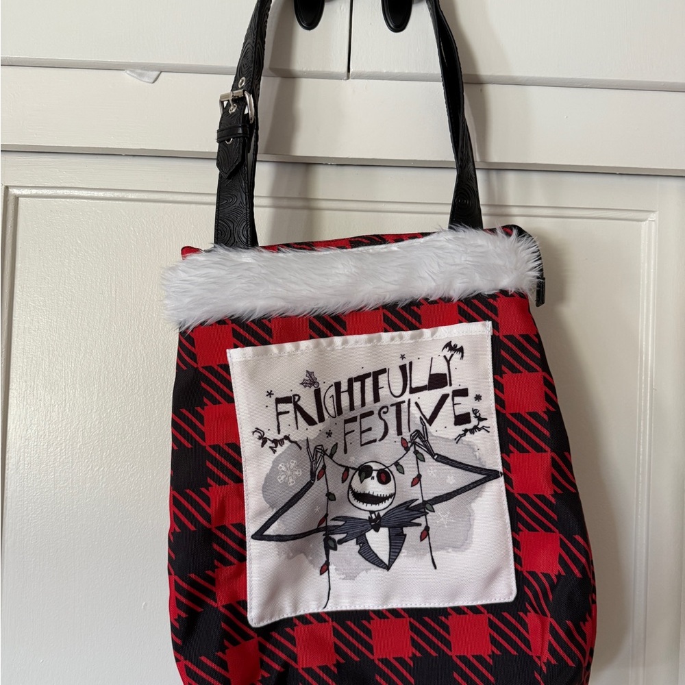 Disney Red and Black Plaid Bag with Jack Skellington Design